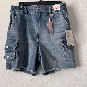 Relaxed Fit Cargo Jeans, Trendy Shorts, Size M, Light Blue, NWT
